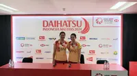 Lanny Tria Mayasari/Ribka Sugiarto di ruang konferensi pers Istora Gelora Bung Karno, Jumat (26/1/2024) usai memastikan tiket ke babak semifinal Indonesia Masters 2024.