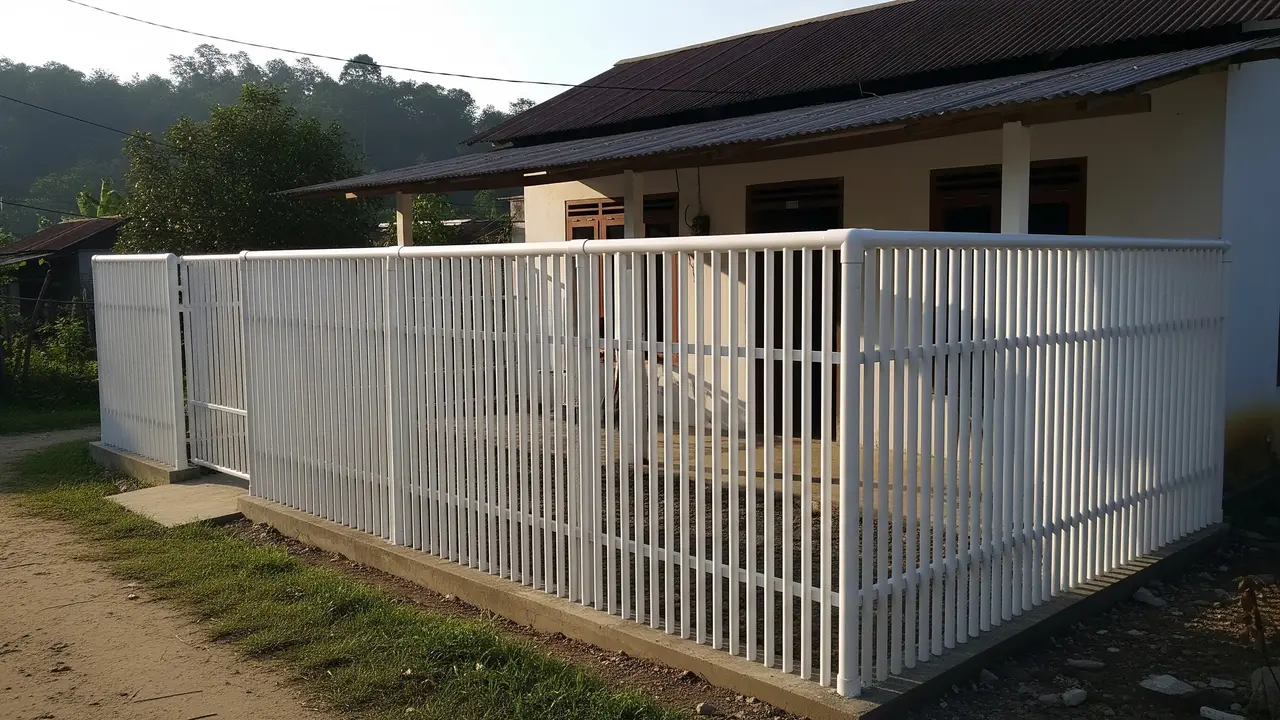 Pagar Rumah Vertikal Minimalis dari Pipa PVC di Desa