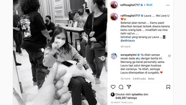 Unggahan Raffi Ahmad soal Laura Anna. (Foto: Instagram @raffinagita1717)