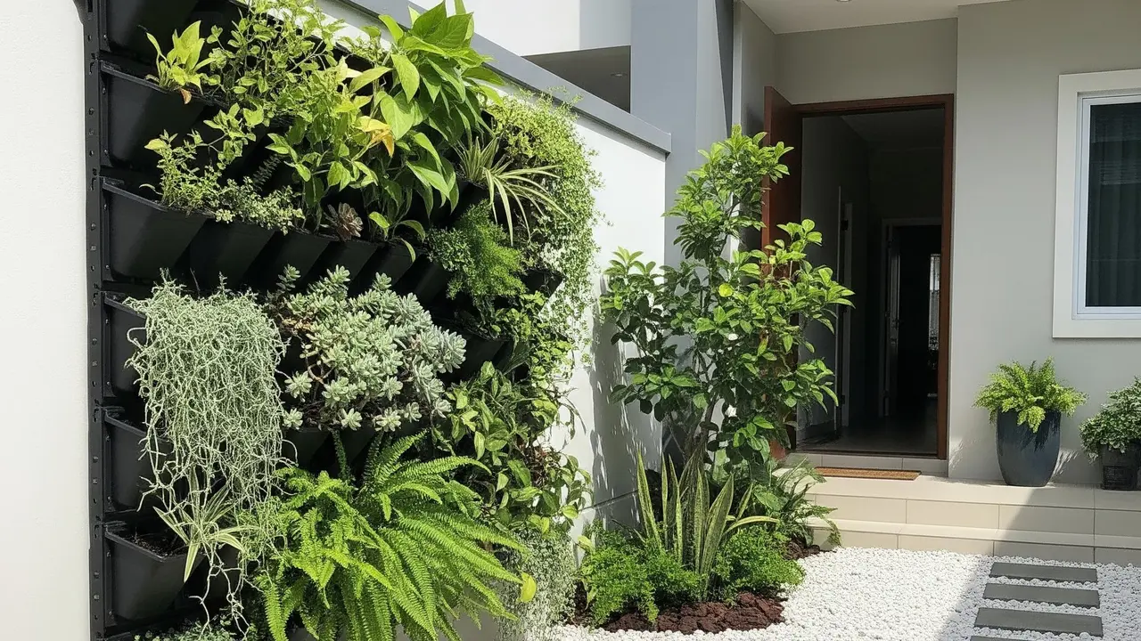 Desain Taman Depan Rumah Anti Ular dengan Batu Koral Putih