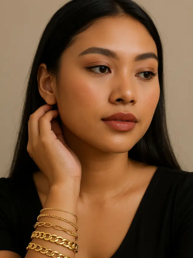 Gelang Emas Layered (Bertumpuk) (Foto: ChatGPT)