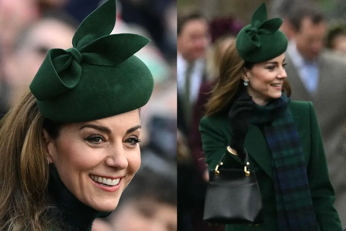 Kate Middleton memakai salah satu tas tangan favoritnya saat kebaktian Natal tradisional Keluarga Kerajaan di Gereja St Mary Magdalene di Sandringham, Norfolk, Inggris timur, pada 25 Desember 2024. (Dok: Oli SCARFF / AFP)