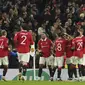 Selebrasi pemain MU saat menghajar Forest di lanjutan Liga Inggris (AP)