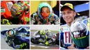 Valentino Rossi selalu menginginkan sesuatu yang berbeda dari penampilannya, tak terkecuali desain helm yang selalu terasa spesial. Inilah 10 desain spesial helm Valentino Rossi versi Crash.net. (AFP/EPA/Motogp.com)