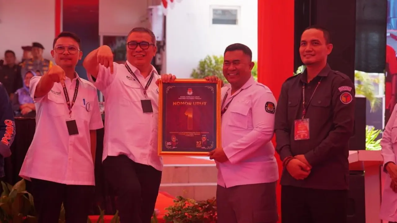 Pasangan Ahmad Ali-Abdul Karim Aljufri mendapatkan nomor urut 1  untuk Pilkada Sulawesi Tengah 2024.
