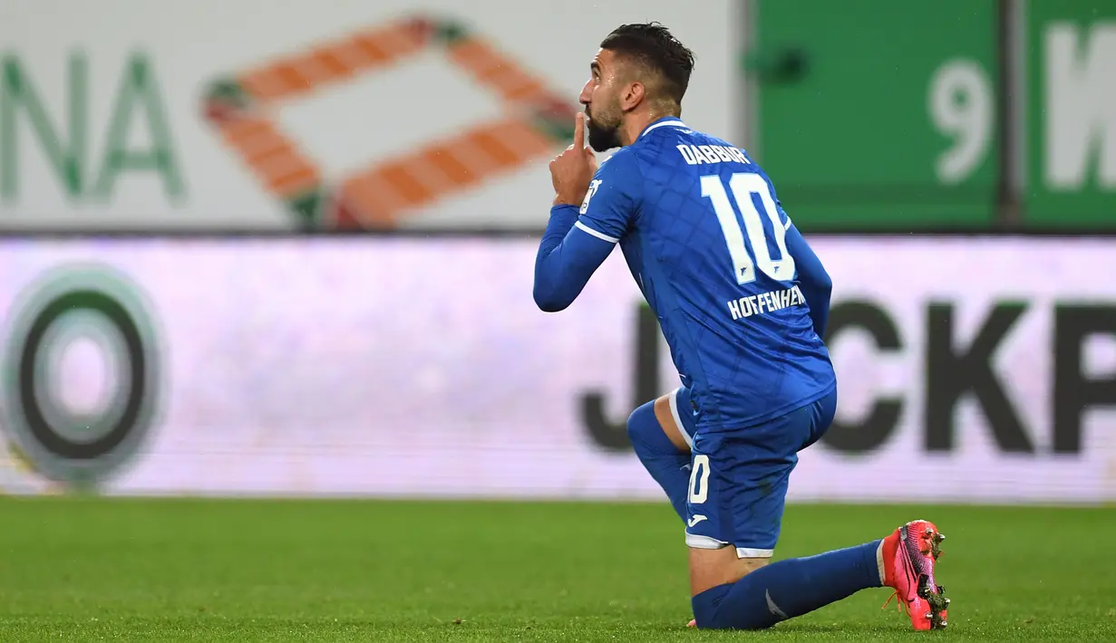 3. Munas Dabbur (22 gol) - Pemain asal Israel ini mencetak ke-22 golnya di ajang Liga Europa untuk 4 klub, Maccabi Tel-Aviv, Salzburg, Sevilla dan Hoffenheim. Munas Dabbur masih memperkuat Hoffenheim musim ini. (AFP/Andreas Gebert/Pool)