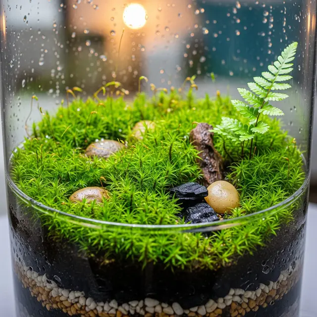 Lumut dan Terrarium Mini yang Bisa Jadi Media Relaksasi Sederhana di Rumah (Gemini AI)