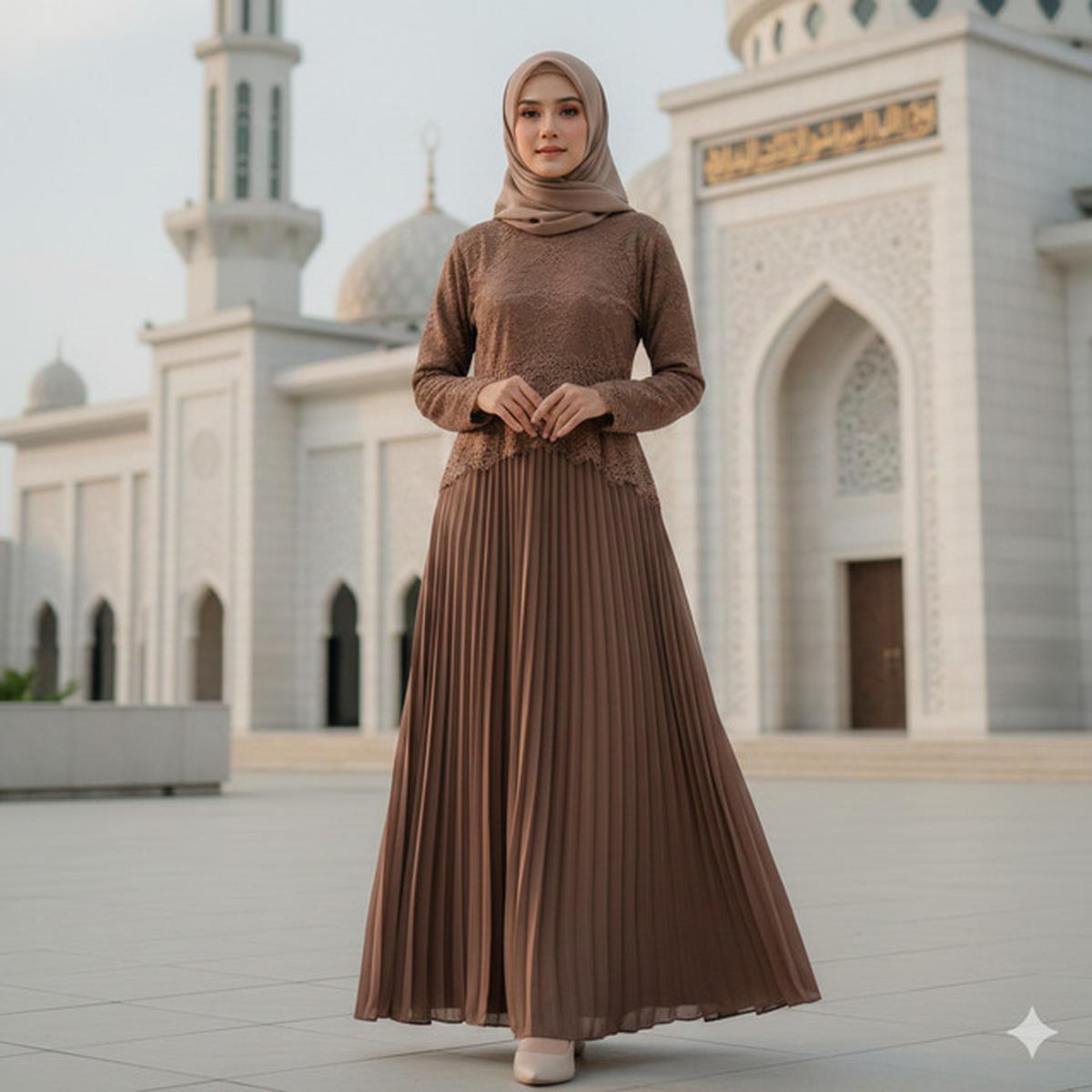 7 Model Gamis Crinkle Kombinasi Brokat Terbaru, Desain Elegan dan Kekinian