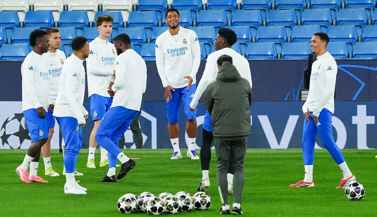 Los Blancos memiliki modal berharga setelah berhasil memetik kemenangan 3-0 pada leg pertama (11/03). (AP Photo/PA/Martin Rickett)