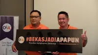 Daniel Tumiwa, CEO OLX bersama Edward Kilian, CMO OLX dalam Media Briefing OLX #BekasJadiApapun di Bonobo Restaurant, Jakarta, Jumat (26/8/2016). (Liputan6.com/ Jeko Iqbal Reza)