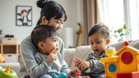 Ilustrasi ibu dan anak (Foto: AI)