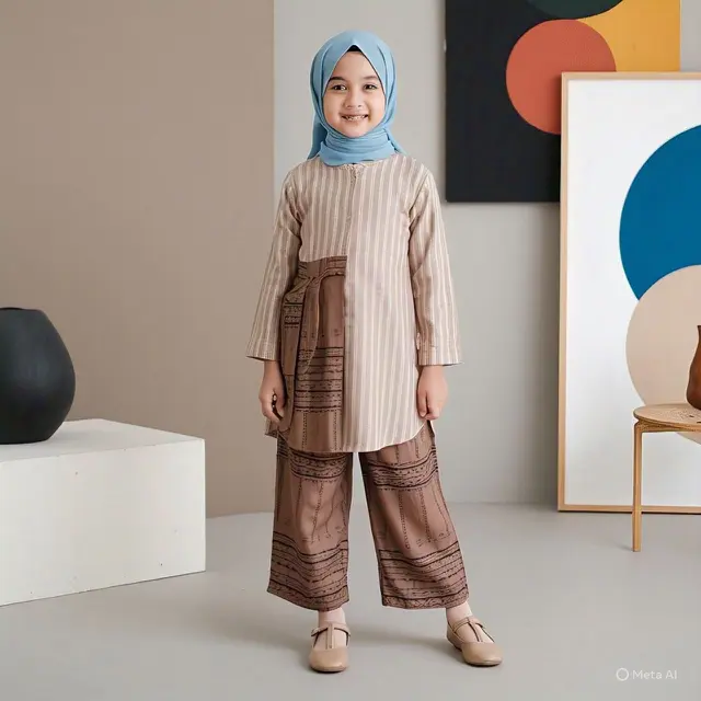 Model Baju Gamis Anak Perempuan Terbaru, Setelan Tunik dan Celana Kulot