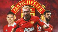 Manchester United - Casemiro, Paul Scholes, Bruno Fernandes (Bola.com/Adreanus Titus)