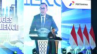 Wakil Komisaris Utama Pertamina Todotua Pasaribu memberikan sambutan pada acara Pertamina Investor Day 2025 yang diselenggarakan di Hotel ST.Regis , Jakarta pada Rabu (16/7/2025)