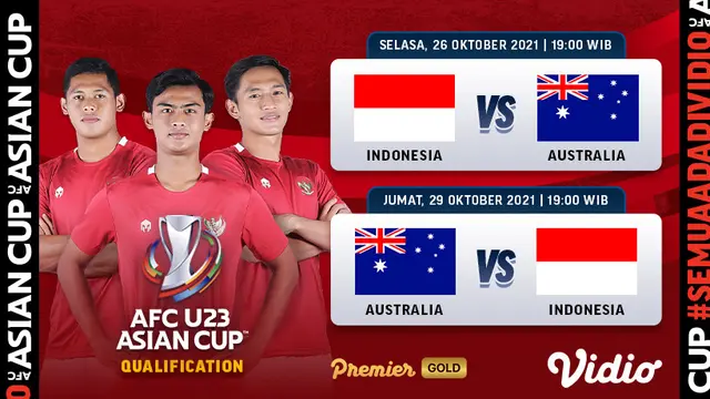 Link Live Streaming Timnas U-23 Indonesia vs Australia AFC Asian Cup di Vidio