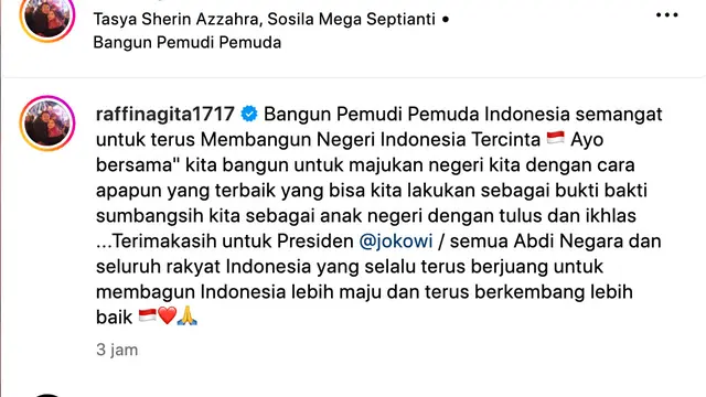 Unggahan Raffi Ahmad. (Foto: Dok. Instagram @raffinagita1717)