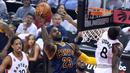 Bintang Cavaliers, LeBron James #23 mencoba memasukan bola saat  dihadang pemain Toronto Raptors pada final Wilayah Timur NBA Playoffs 2016 di Air Canada Centrer, Selasa (24/5/2016), Toronto, Ontario, Canada. (Dan Hamilton-USA TODAY Sports)