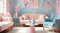 Inspirasi Cat Dua Warna Biru, Kombinasi Biru dan Pink. Foto: Meta AI