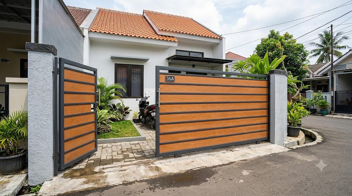 Model Gerbang Besi Hollow untuk Rumah Tipe 36/AI Generated