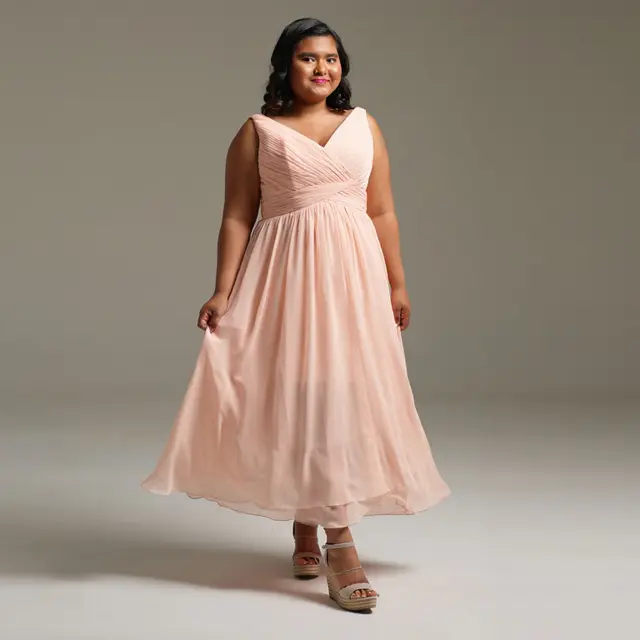Model Baju Bridesmaid untuk Orang Gemuk Agar Terlihat Langsing/Ilustrasi AI