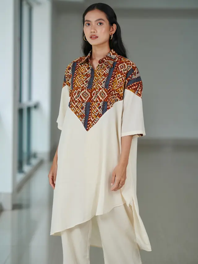 Long Dress Batik Oversized Tunik Asimetris Dailywear