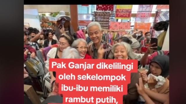Momen Unik Ganjar Pranowo Dikerubungi Ibu-Ibu Berambut Putih di Mal