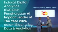 iDA (Indosat Digital Analytics) by Indosat Business sukses menyabet penghargaan kategori AI Impact Leader of the Year di ajang Future AI Summit &amp; Awards 2024. (Foto: Istimewa)