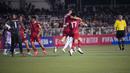 Selebrasi pemain Timnas Indonesia, Saddil Ramdani (kanan) bersama rekannya, Jordi Amat setelah mencetak gol penyeimbang 1-1 ke gawang Filipina pada laga matchday kedua Grup F putaran kedua Kualifikasi Piala Dunia 2026 Zona Asia di Rizal Memorial Stadium, Manila, Selasa (21/11/2023) malam WIB. (Dok. PSSI)