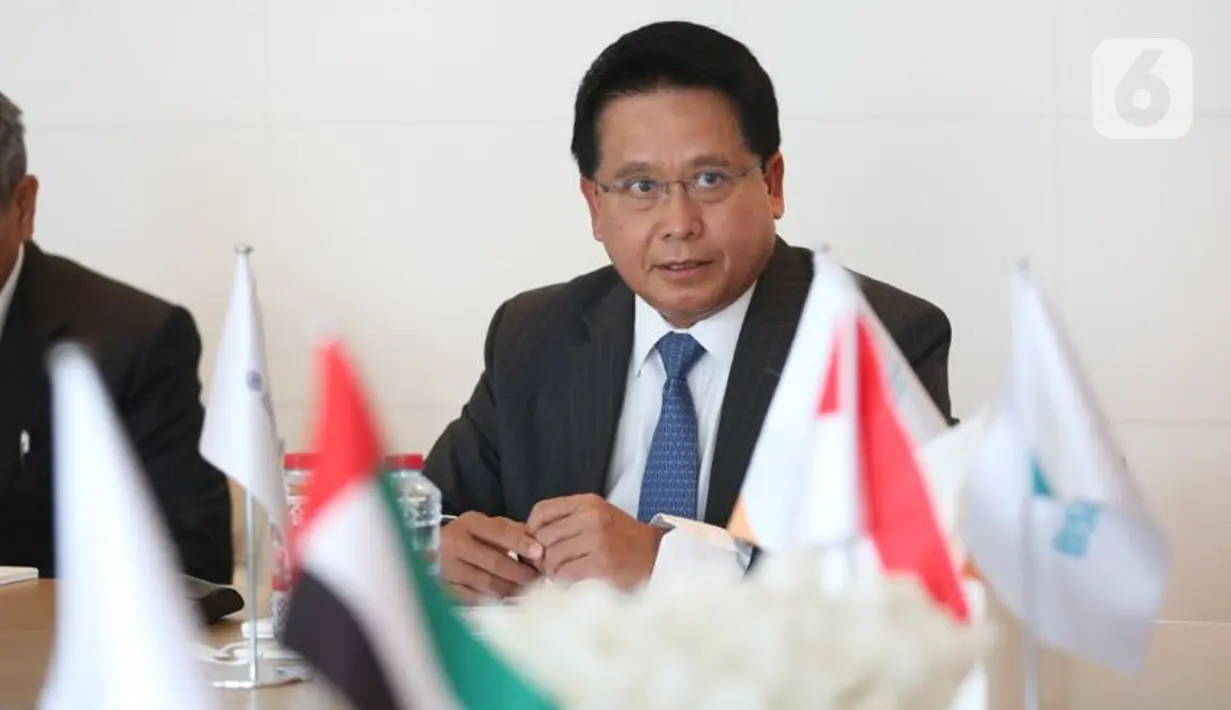 Direktur Utama BSI Hery Gunardi memberi sambutan di Dubai, Kamis (4/11/2021). Dengan ekspansi ini, BSI berharap dapat mewujudkan misinya sebagai Top 10 Global Islamic Bank berdasarkan kapitalisasi pasar pada 2025. (Liputan6.com/HO/BSI)