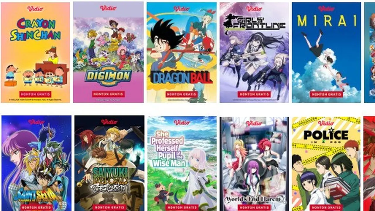 Vidio menyajikan tayangan anime secara gratis
