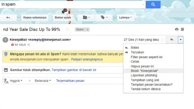 Cara memblokir email spam.