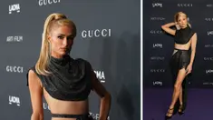 Foto kolase Paris Hilton saat menghadiri LACMA ART+FILM GALA 2022 yang dipersembahkan Oleh Gucci di Los Angeles County Museum of Art di Los Angeles, California pada 5 November 2022 . (AFP Photo)