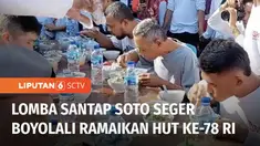 Hari Ulang Tahun ke-78 Kemerdekaan Republik Indonesia, juga dimeriahkan warga Kelurahan Banaran, Kabupaten Boyolali, Jawa Tengah, dengan mengadakan lomba makan soto seger terbanyak dan tercepat.