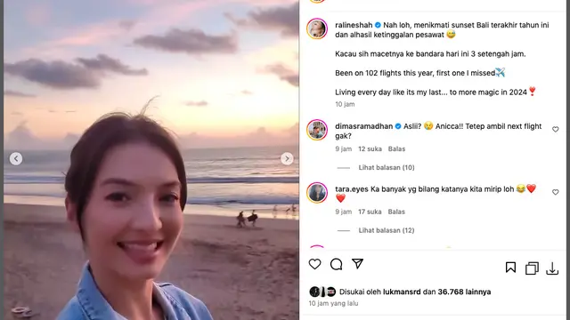 Raline Shah Ketinggalan Pesawat Gara-Gara Keasyikan Nikmati Sunset di Bali hingga Kena Macet 3 Jam