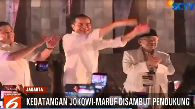 Kemeriahan Pendukung Jokowi-Ma'ruf Sambut Nomor Urut di Tugu Proklamasi