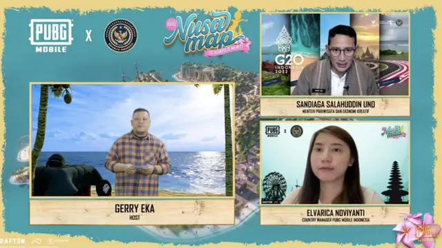 Peluncuran peta Nusa di game PUBG Mobile dihadiri oleh Menparekraf Sandiaga Salahuddin Uno.