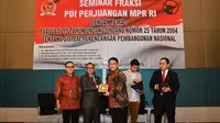 Fraksi PDI Perjuangan MPR RI menggelar diskusi nasional bertajuk “Evaluasi Kelemahan Undang-Undang Nomor 25 tahun 2004 tentang Sistem Perencanaan Pembangunan Nasional (SPPN) di Hotel Mercure, Tangerang Selatan, Banten, Kamis 5 September 2019.