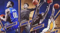 Pemain Orlando Magic, Aaron Gordon, dan pemain NBA All-Star asal LA Clippers, DeAndre Jordan, bakal bertarung pada pentas Verizon Slam Dunk, pada 18 Februari. (Bola.com/Twitter/NBA)