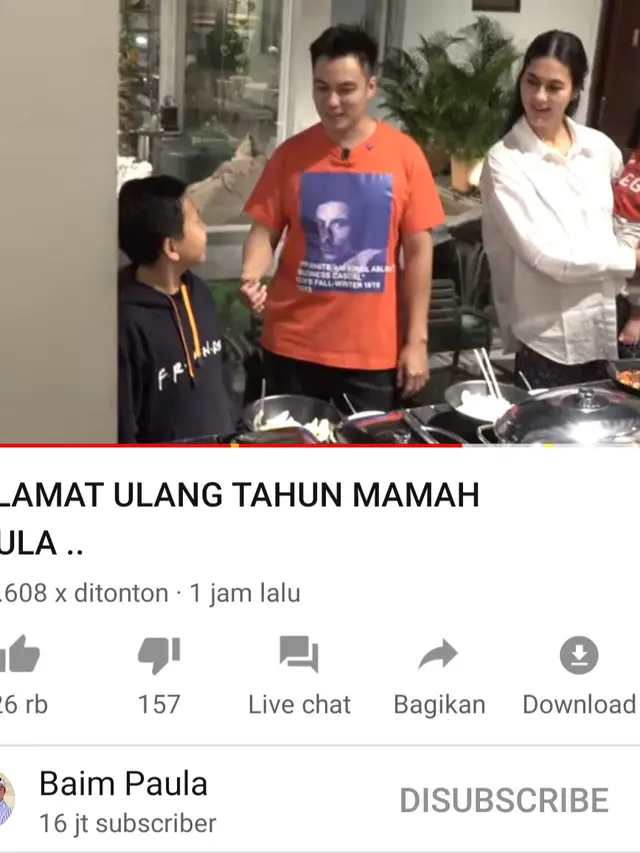 Unggahan Baim Wong. (Foto: YouTube Baim Paula)
