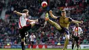 Arsenal gagal meraih poin penuh saat melawat ke markas Sunderland di Stadium of Light dalam laga Liga Inggris, Minggu (24/4/2016) malam WIB. (Action Images via Reuters/Lee Smith)