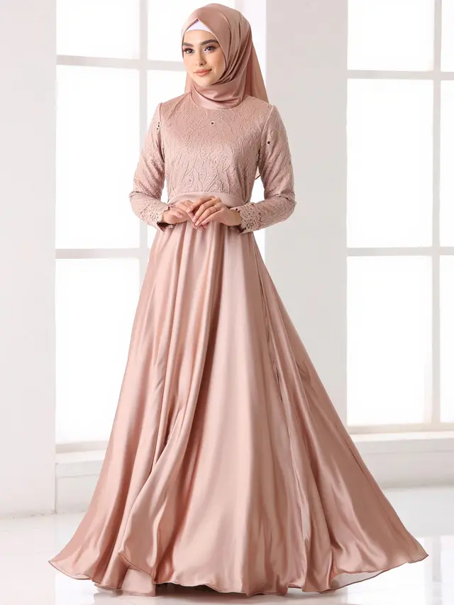 Gamis Potongan Princess Kombinasi Brukat