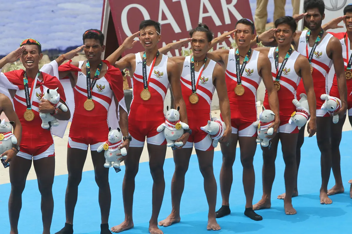 Tim Dayung Putra Indonesia Sabet Medali Emas di Asian Games
