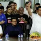 Ketua Umum Partai Gerindra Prabowo Subianto memberi sambutan saat peresmian sekretariat bersama Partai Gerindra - PKS dan PAN di Jakarta, Jumat (27/4). Acara ini juga dihadiri oleh Wakil Gubernur Sandiaga Uno. (Liputan6.com/JohanTallo)