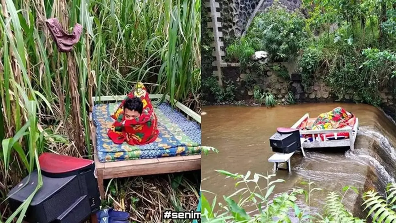 6 Tingkah Absurd Nonton TV di Alam Terbuka, Enggak Habis Pikir