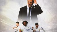 Real Madrid - Zinedine Zidane, Luka Jovic, Marcelo, Mariano Diaz (Bola.com/Adreanus Titus)