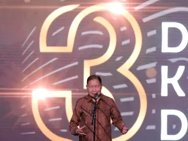 Pendiri Lippo Group Mochtar Riady memberi sambutan pada acara national tenant gathering dalam rangka ulang tahun ke-30, Lippo Malls di Senayan, Jakarta, Kamis (28/2). Kegiatan tersebut mengusung 3 DEKADE. (Liputan6.com/Fery Pradolo)