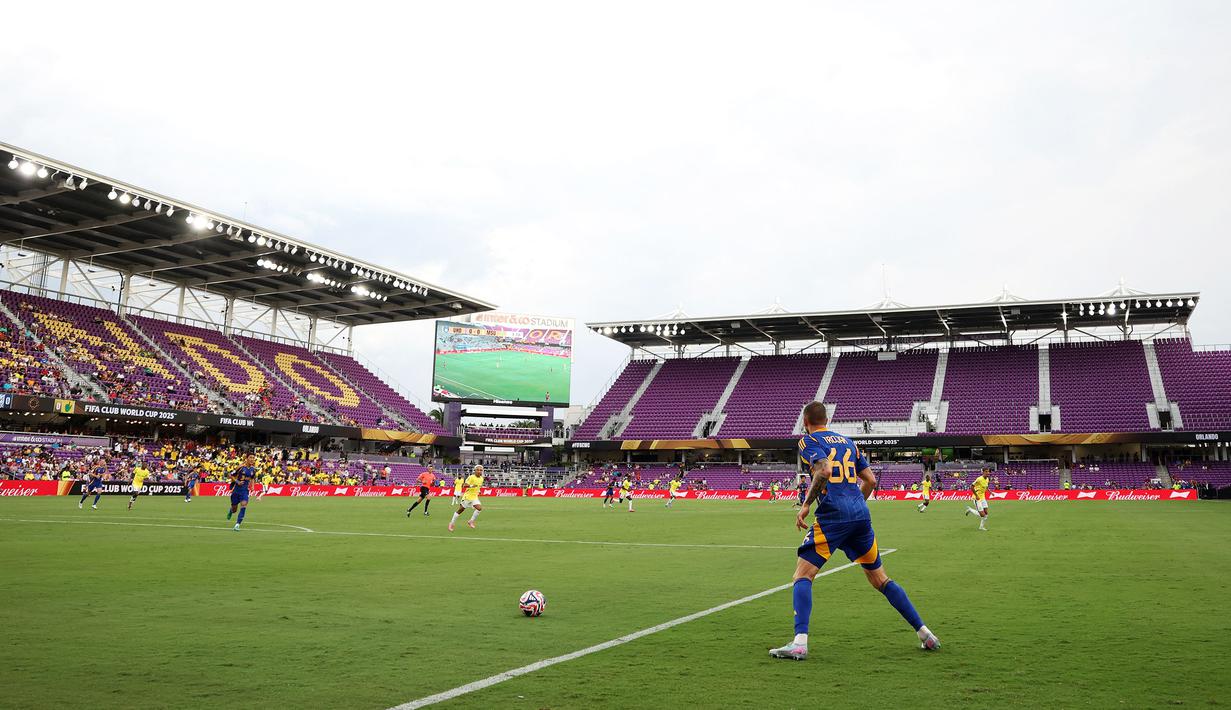 Suasana sepi pertandingan Grup F Piala Dunia Antarklub 2025 antara Ulsan HD FC melawan Mamelodi Sundowns FC di Inter&Co Stadium, Orlando, Florida, Amerika Serikat, Rabu (18/06/2025) WIB. (AFP/Megan Briggs)