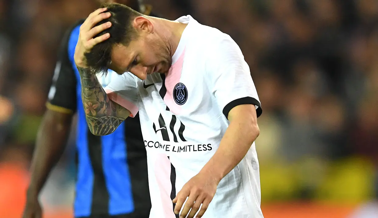 Namun, fans harus bersabar karena belum ada ledakan dari Lionel Messi. La Pulga tidak mampu membuat perbedaan dan memberi tiga poin pada PSG. (AFP/John Thys)