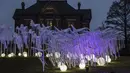 Memorial atas nyawa yang hilang akibat virus corona di halaman kediaman gubernur di Springfield, Illinois pada 16 Maret 2021. Pita yang menjulur lebih dari 5.500 masing-masing mewakili sekitar empat warga Illinois yang meninggal karena COVID-19. (Justin L. Fowler/The State Journal-Register via AP)
