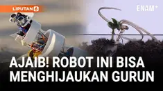 Pada malam hari, robot ini menjelajahi gurun, menggunakan sensor untuk menemukan area subur, dan menabur benih.